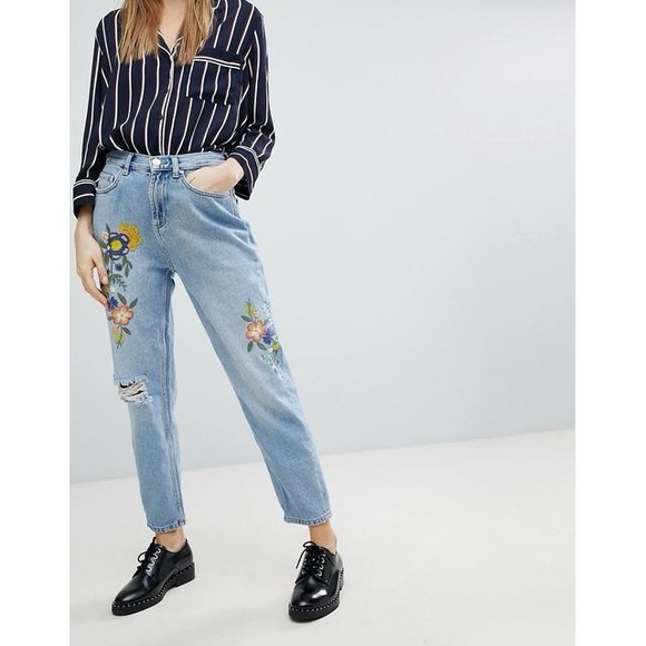Pimkie Floral Embroidered Mom Jeans - Picture 2 of 7